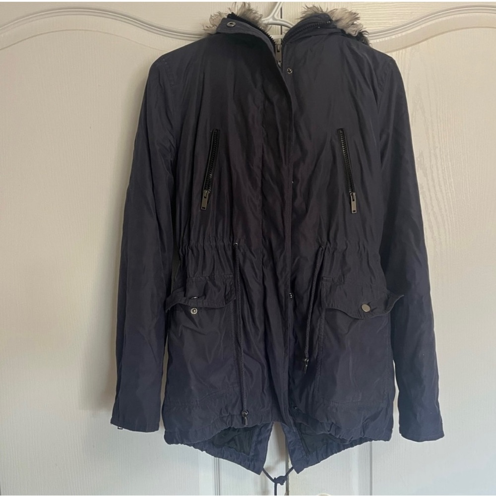 Women’s Charcoal Grey Hooded Faux Fur Jacket